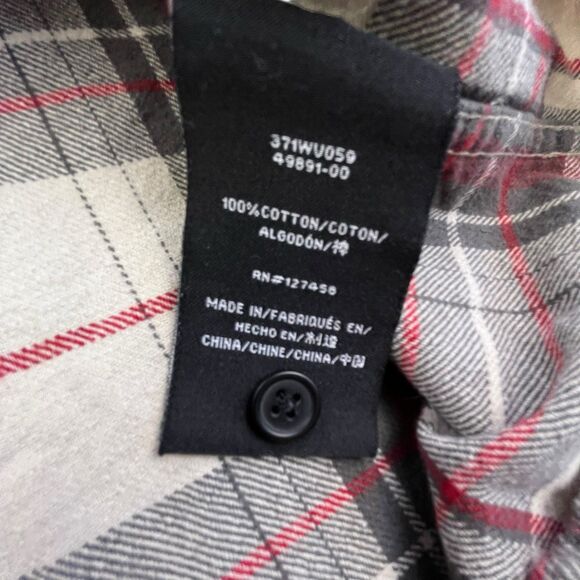 Howitzer Flannel Shirt Mens L Tan Gray Plaid Warrior USA Flag Military - Picture 9 of 12